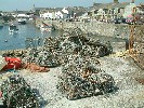 Crab pots in Porthleven inner harbour. 29 May 2003.